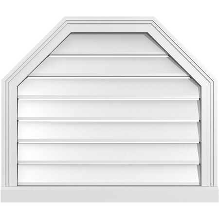 Ekena Millwork Octagonal Top Surface Mount PVC Gable Vent w/ 2"W x 2"P Brickmould Sill Frame, 28"W x 24"H GVPOT28X2403SF